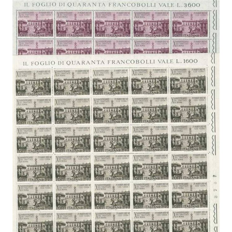 ITALIA 1967 Trattati di Roma 2 fogli interi MNH**