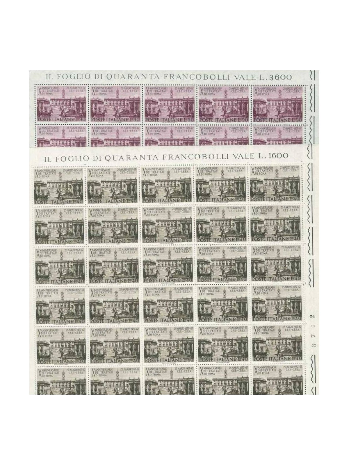 ITALY 1967 Treaties of Rome 2 full sheets MNH**