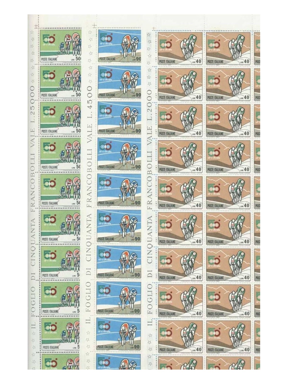 ITALY 1967 50th Cycling Tour of Italy 3 full sheets MNH**