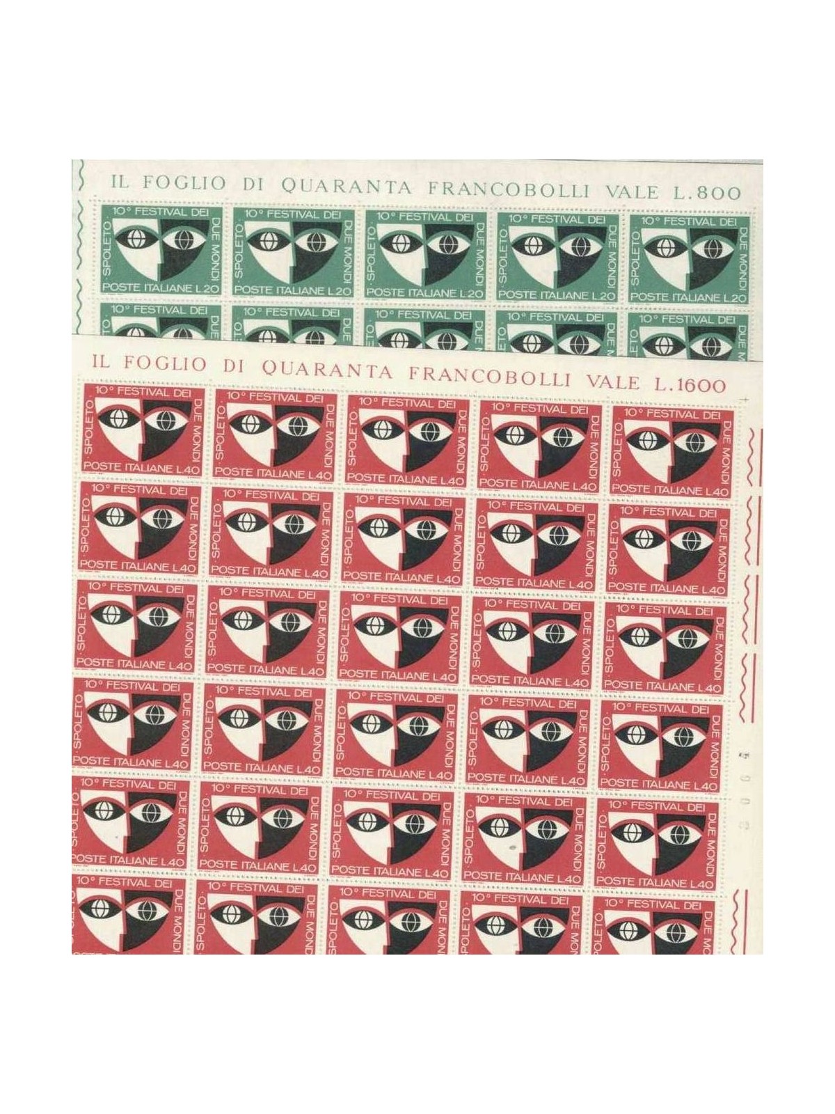 ITALIA 1967 Festival di Spoleto 2 fogli interi MNH**