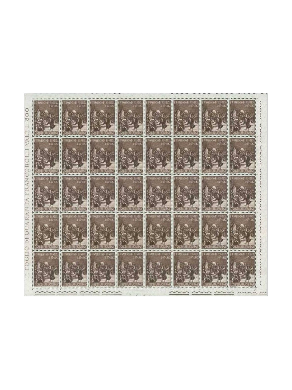 ITALY 1967 Pontida Oath 1 full sheet MNH**