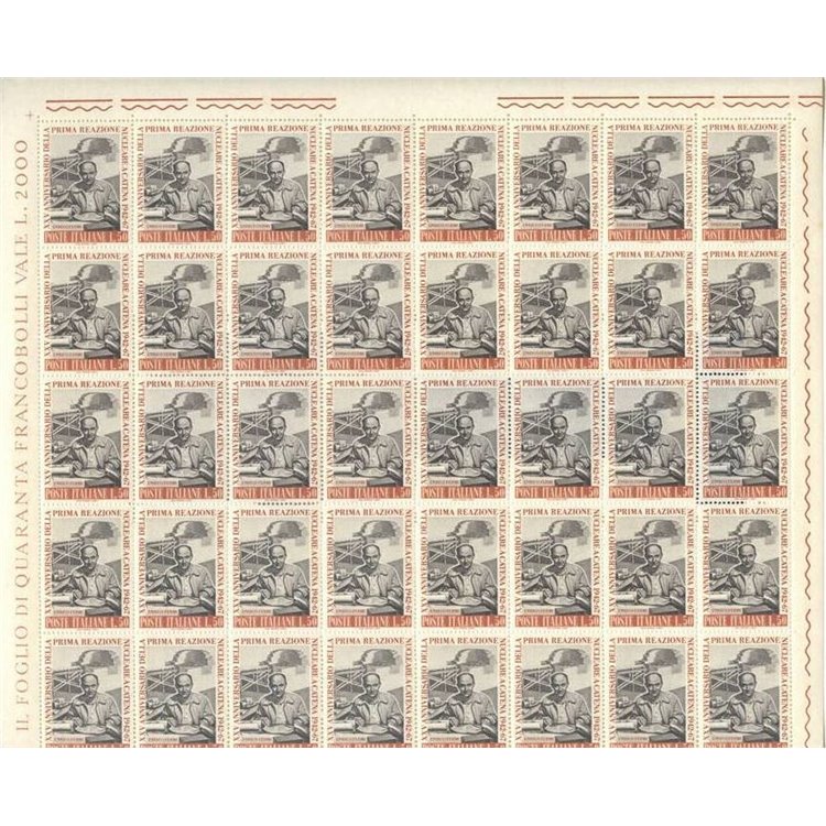 ITALY 1967 Nuclear Chain Reaction 1 full sheet MNH**