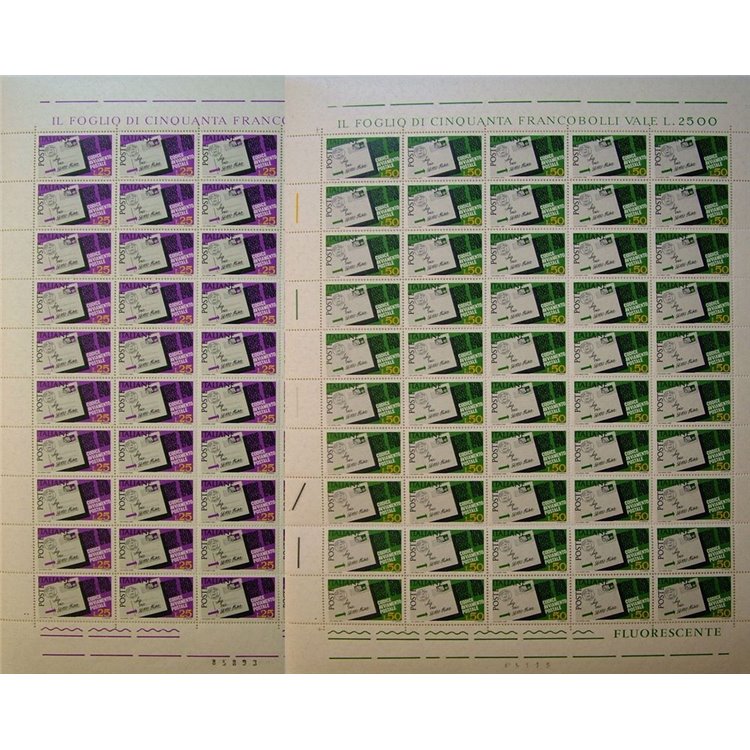 ITALY 1968 Postal code 2 full sheets MNH**