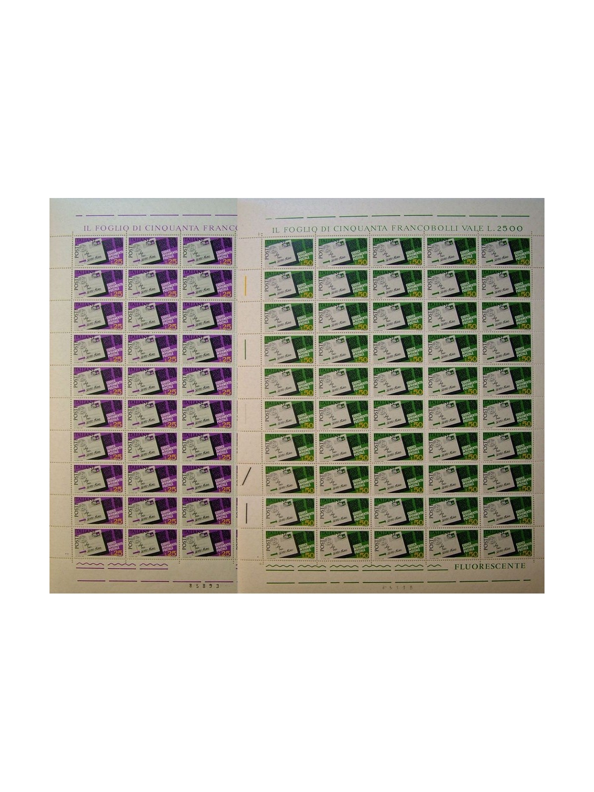 ITALIA 1968 Codice avviamento postale 2 fogli interi MNH**