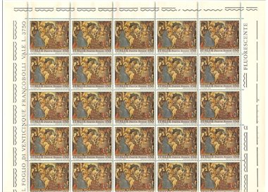 ITALY 1970 Christmas, airmail 1 full sheet MNH**