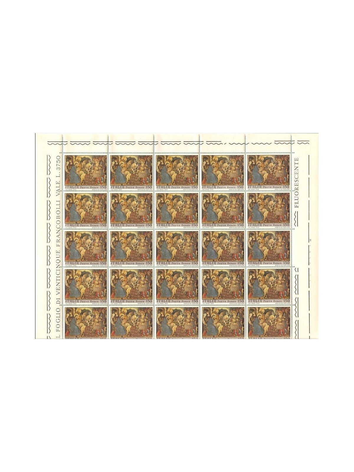 ITALY 1970 Christmas, airmail 1 full sheet MNH**