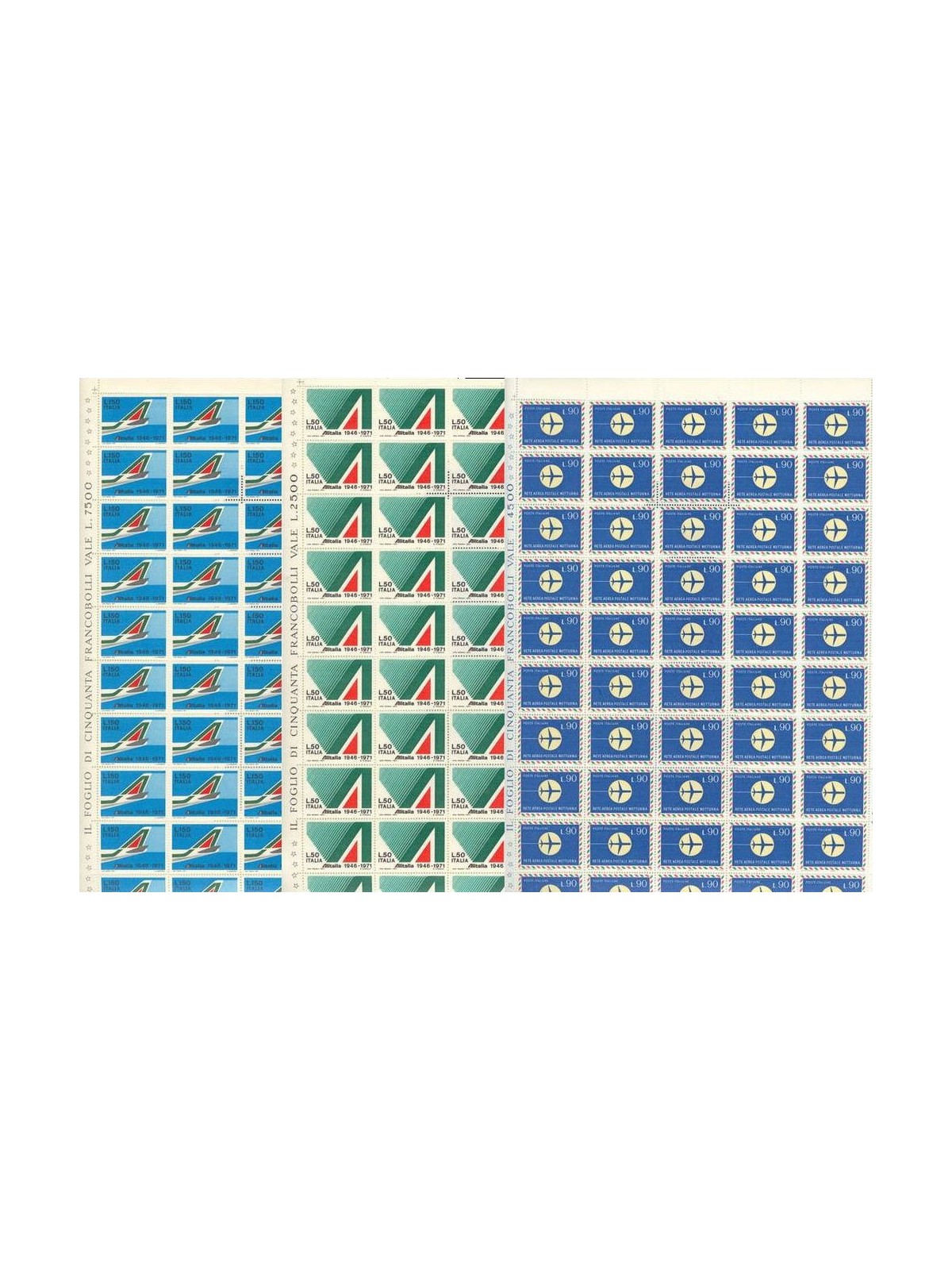 ITALY 1971 Alitalia Anniversary 3 full sheets MNH**