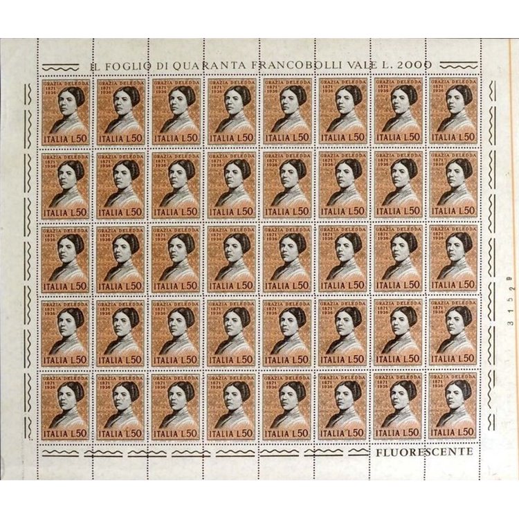 ITALY 1971 Grazia Deledda 1 full sheet MNH**
