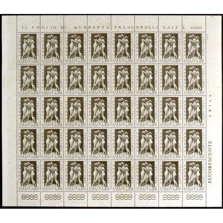 ITALIA 1972 Antonio Canova 1 foglio intero MNH**