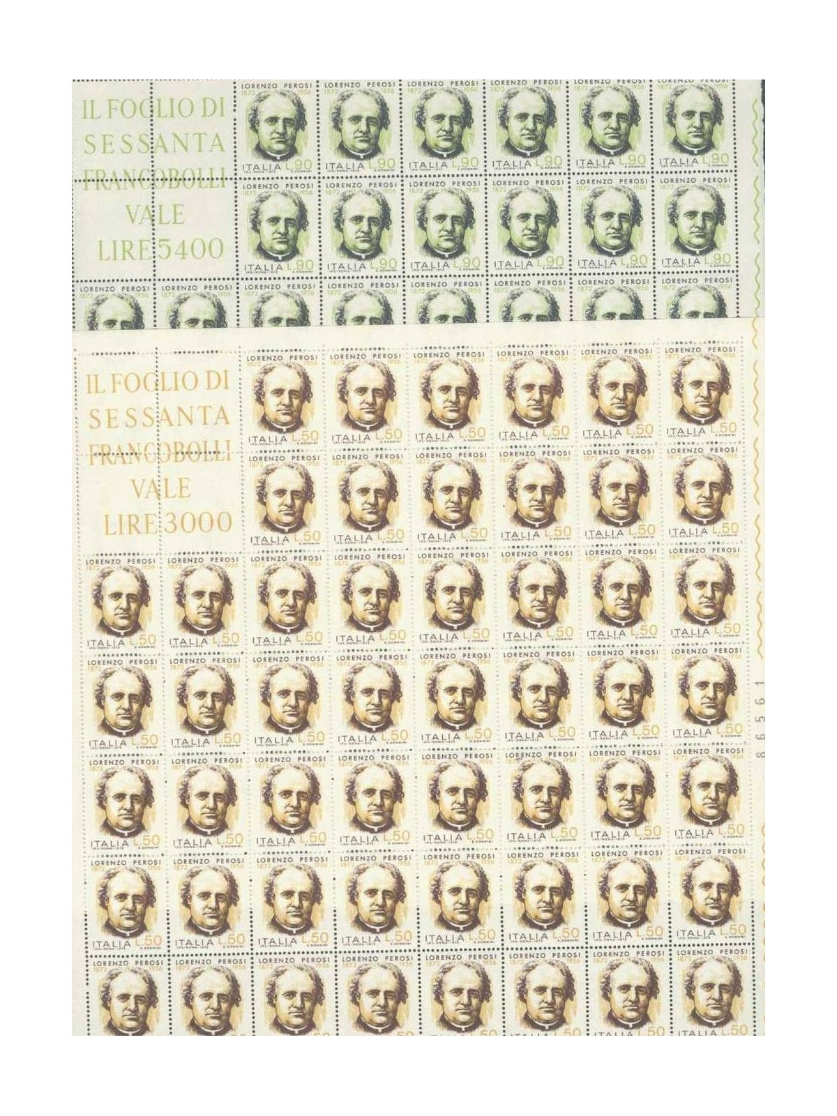 ITALIA 1972 Lorenzo Perosi 2 fogli interi MNH**