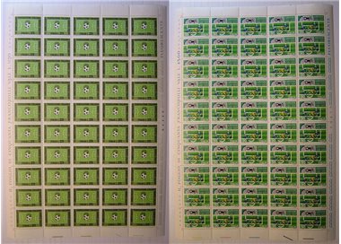 ITALIA 1973 Federazione Italiana Giuoco Calcio 2 fogli interi MNH**
