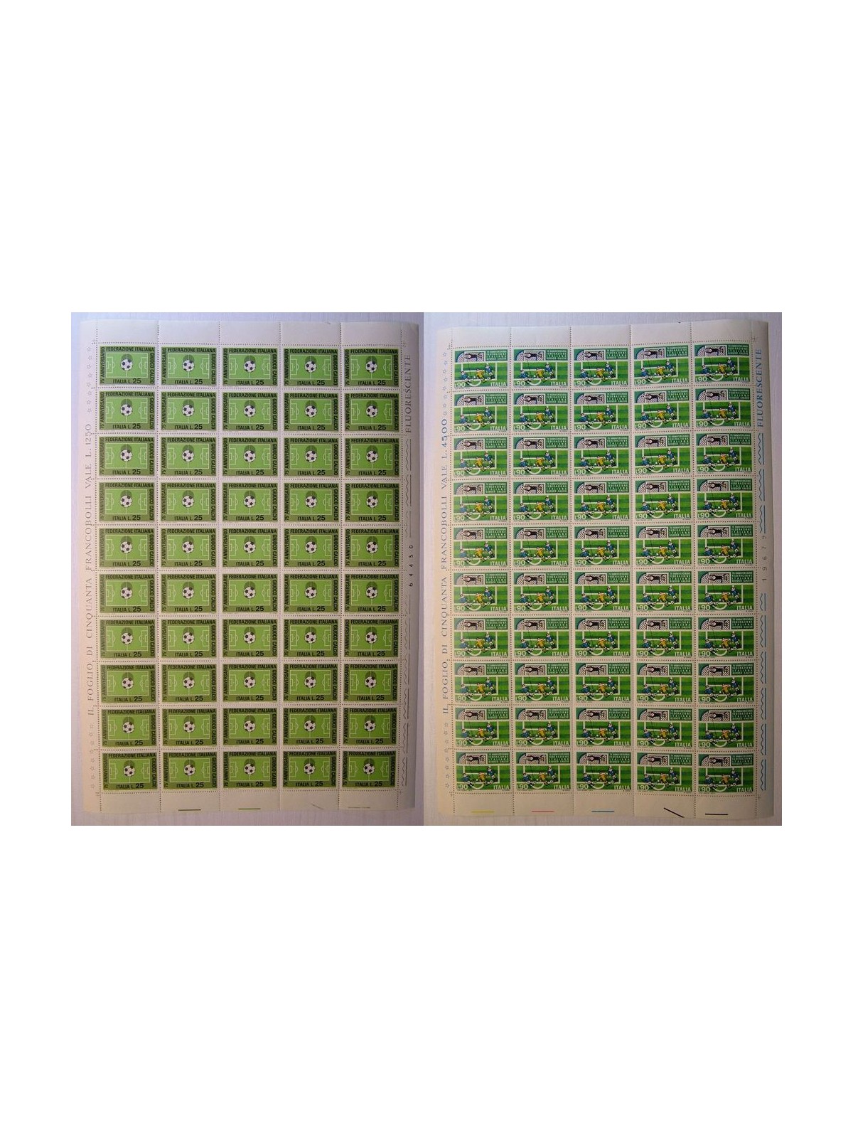 ITALY 1973 Italian Football Federation 2 full sheets MNH**