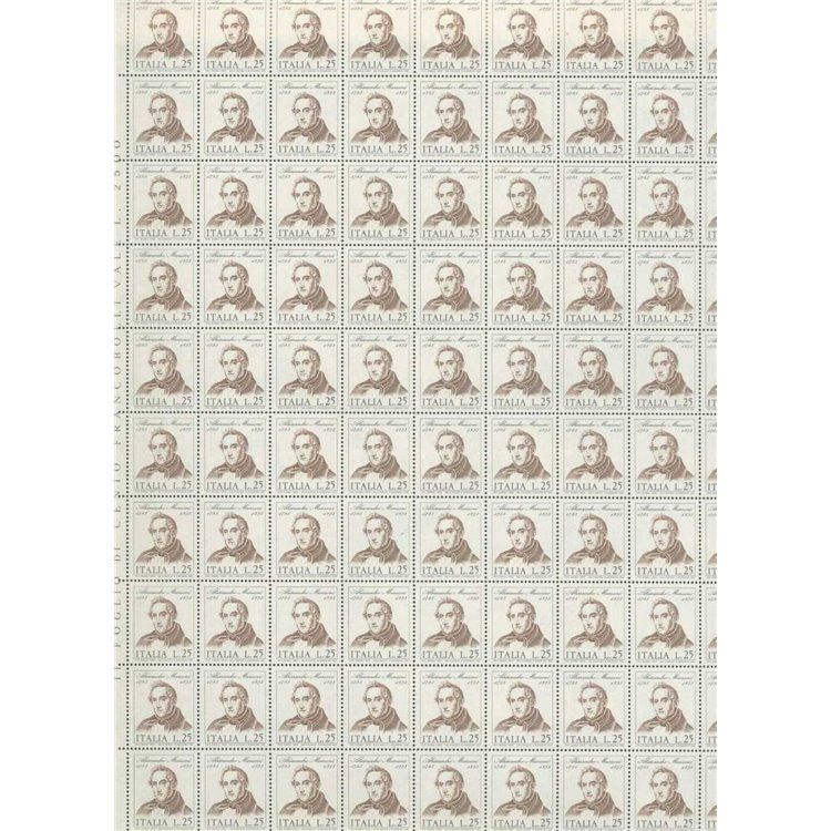 ITALIA 1973 Alessandro Manzoni 1 foglio intero MNH**