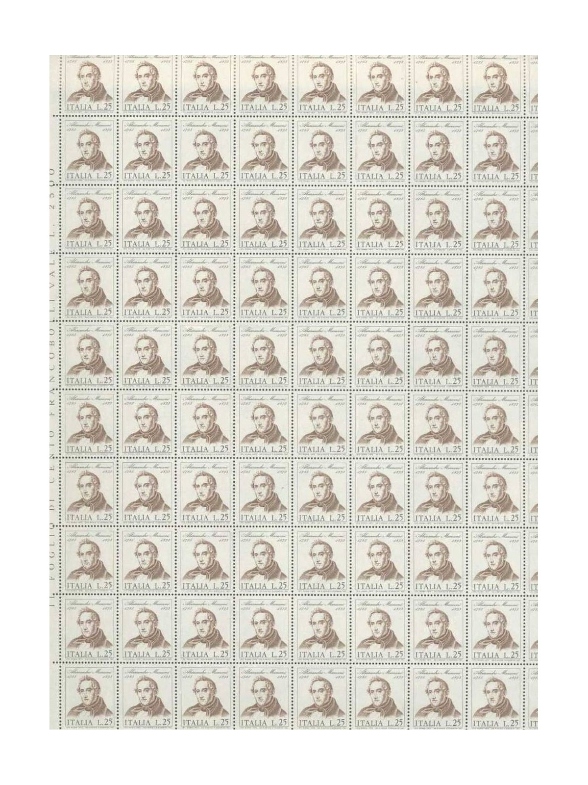 ITALIA 1973 Alessandro Manzoni 1 foglio intero MNH**