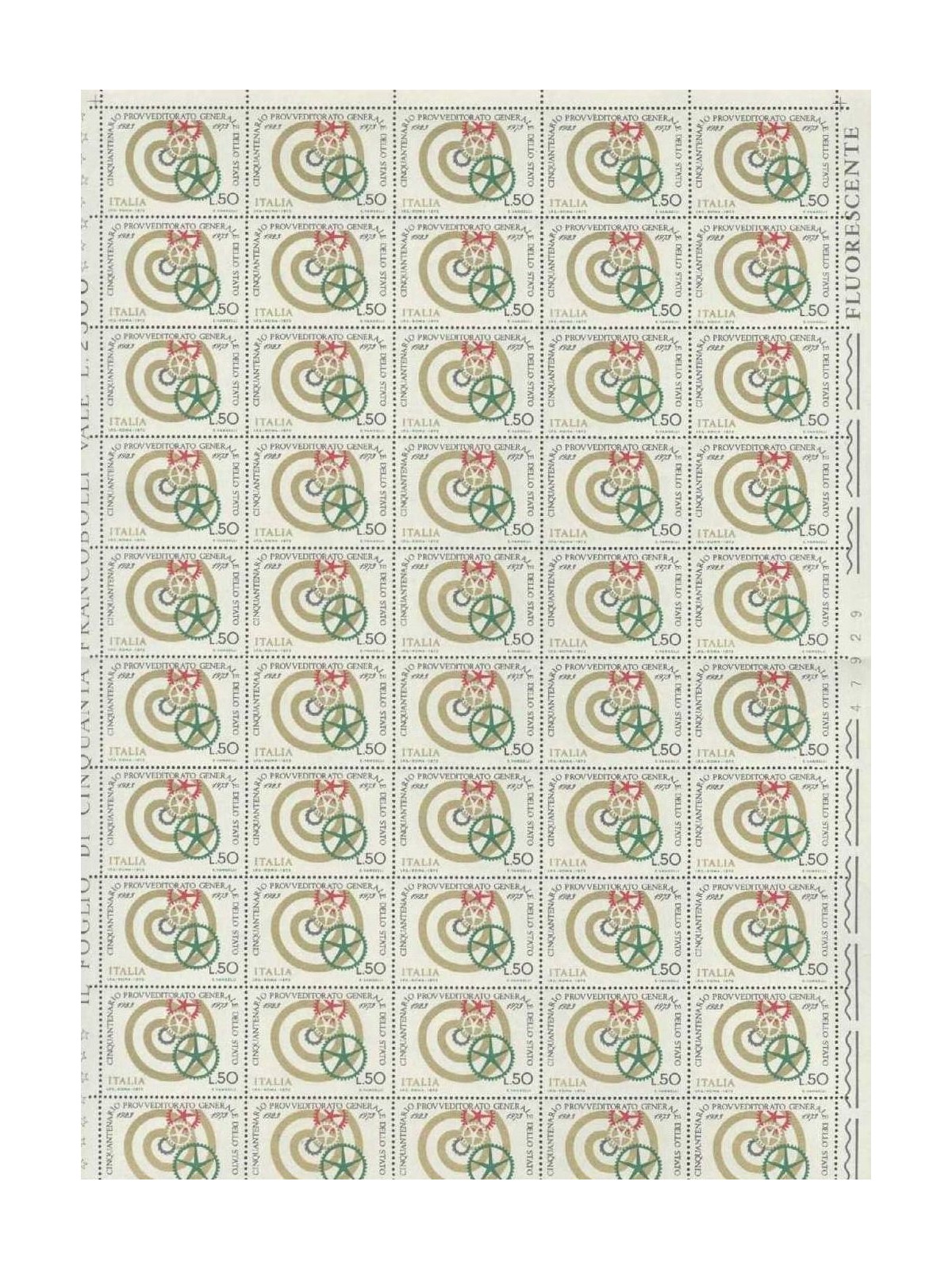 ITALY 1973 General State Office 1 full sheet MNH**