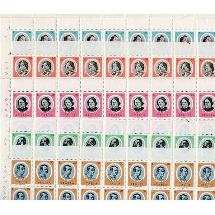 ITALY 1973 Illustrious Men 5 full sheets MNH**