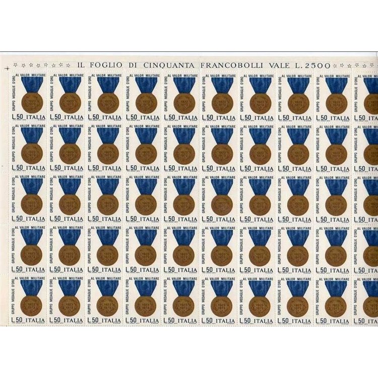 ITALY 1973 Medals of Military Valor 1 full sheet MNH**