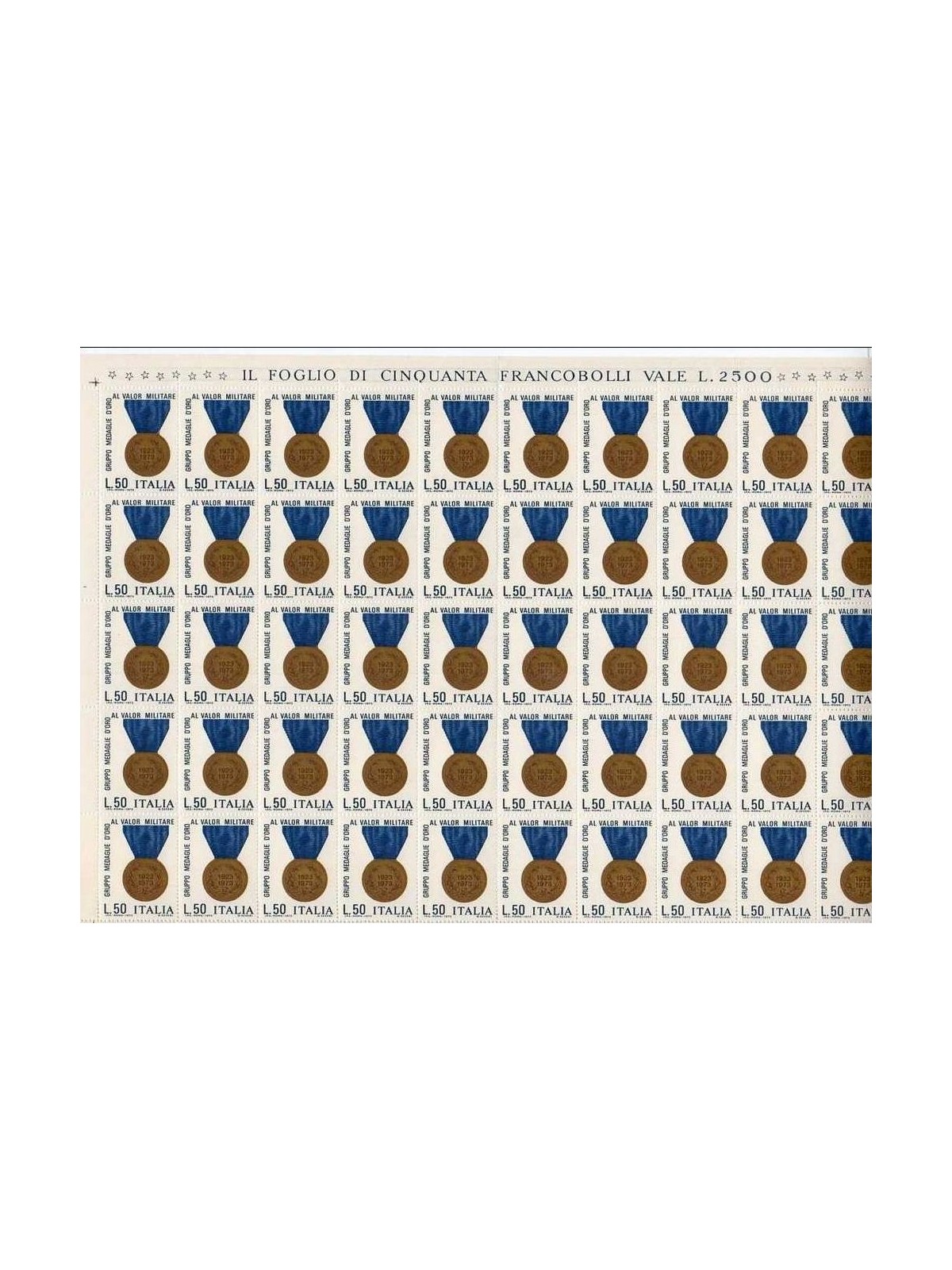 ITALY 1973 Medals of Military Valor 1 full sheet MNH**
