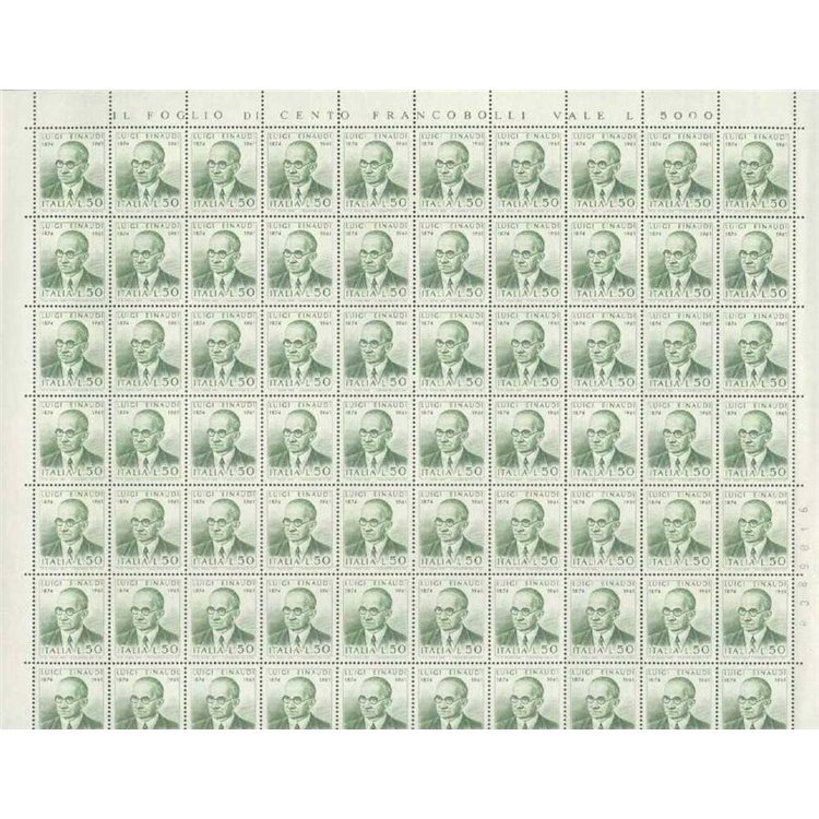 ITALY 1974 Luigi Einaudi 1 full sheet MNH**