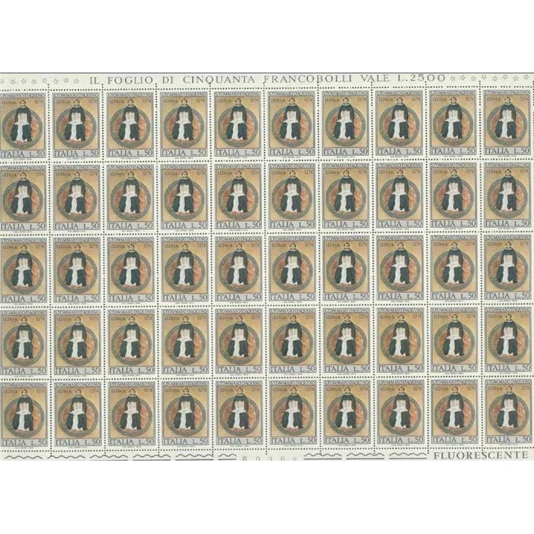 ITALIA 1974 San Tommaso d'Aquino 1 foglio intero MNH**