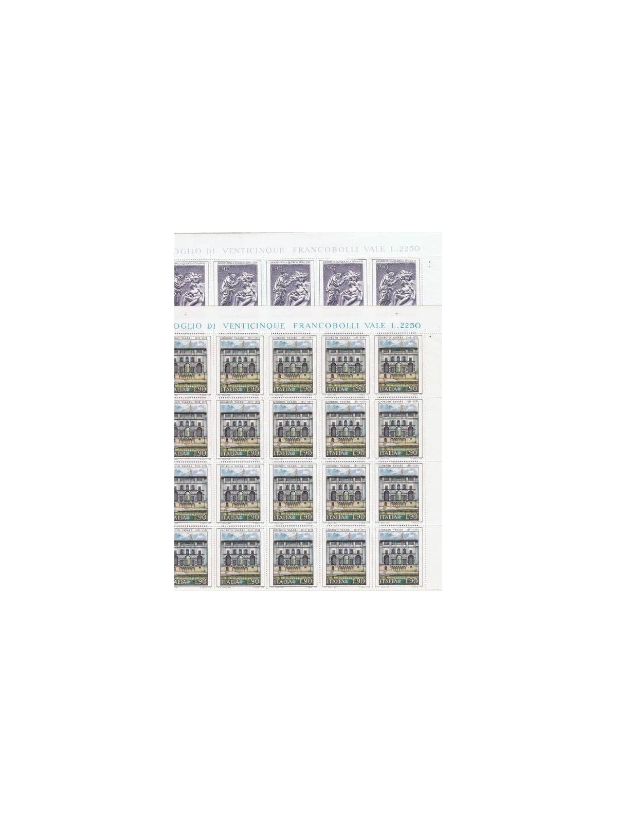 ITALIA 1974 Arte, Vasari e Della Quercia 2 fogli interi MNH**
