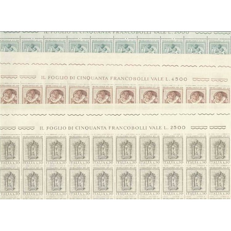 ITALY 1975 Michelangelo Buonarroti 3 full sheets MNH**