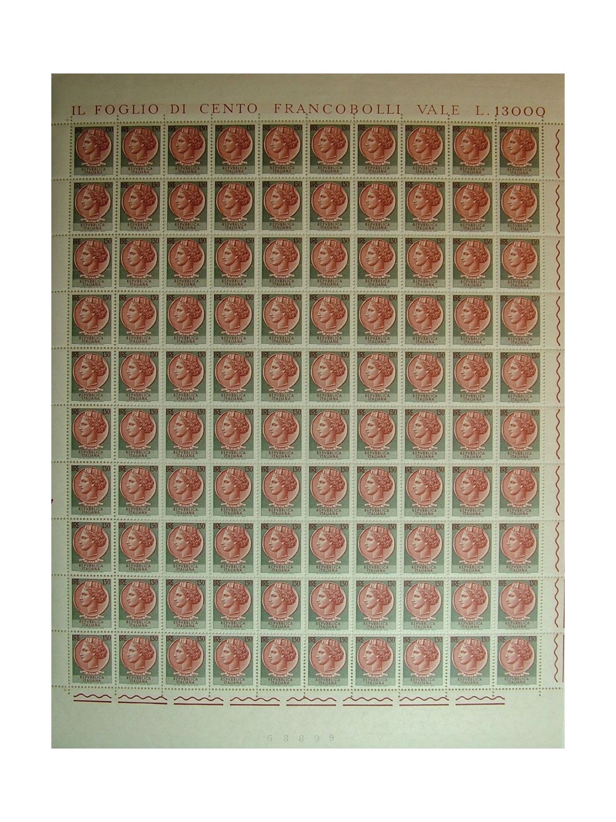 ITALY 1966 Siracusana £130 stars 1 full sheet MNH**