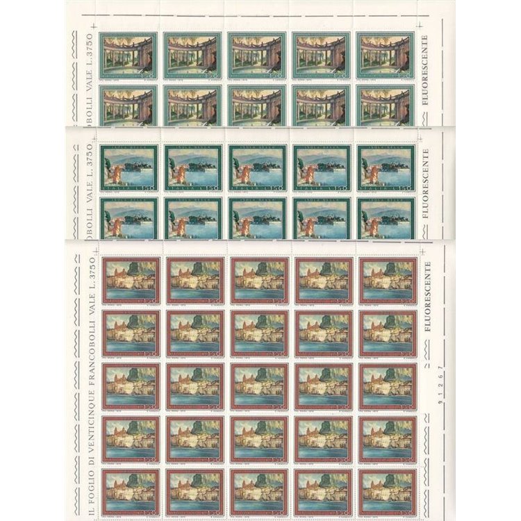 ITALY 1975 Tourism, 2nd issue 3 full sheets MNH**