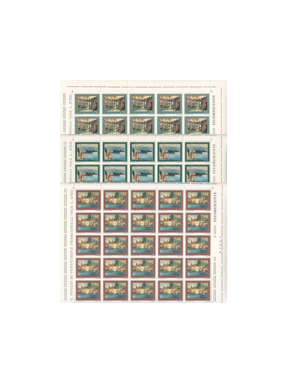 ITALY 1975 Tourism, 2nd issue 3 full sheets MNH**