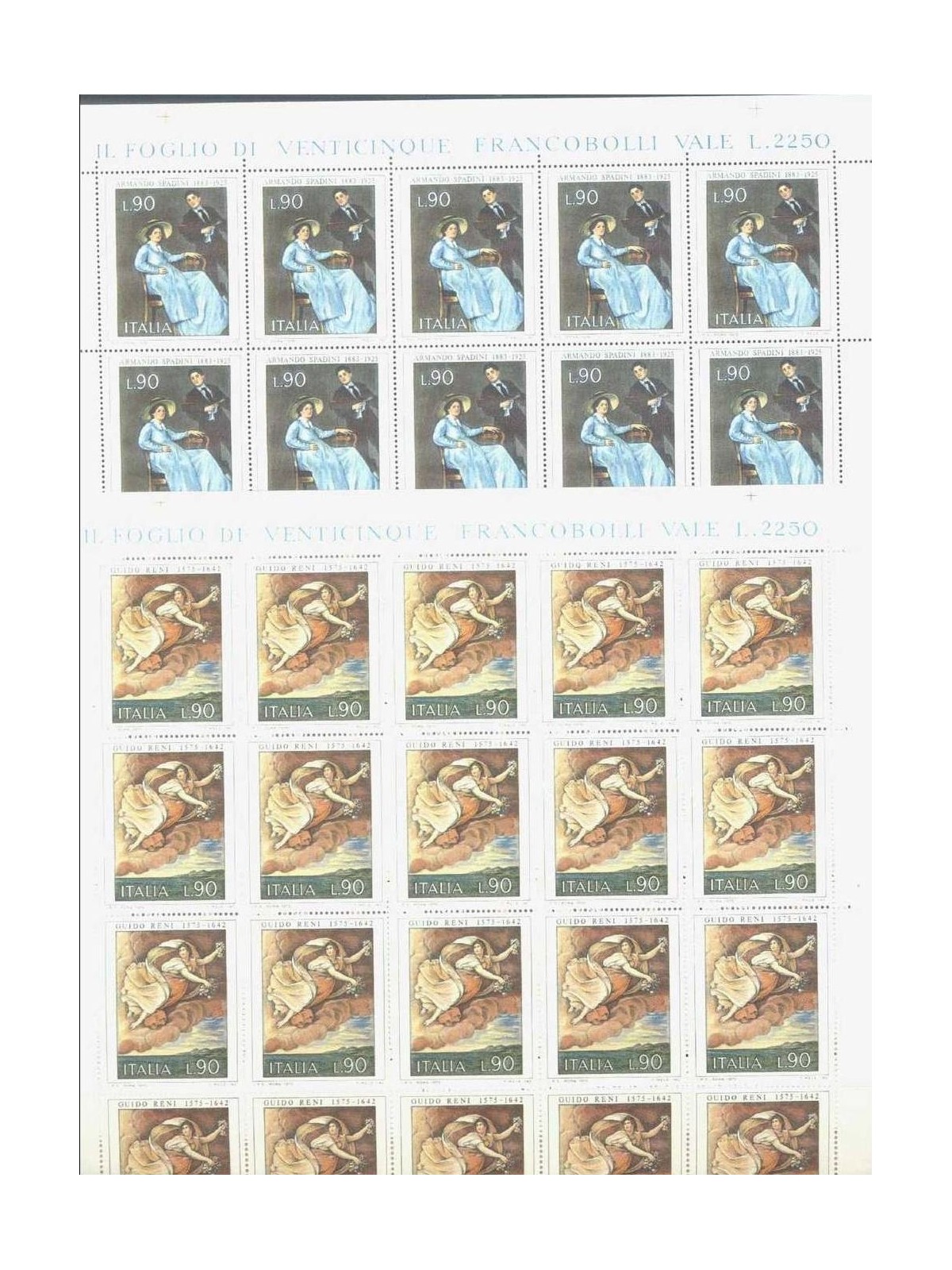ITALIA 1975 Arte, Reni e Spadini 2 fogli interi MNH**
