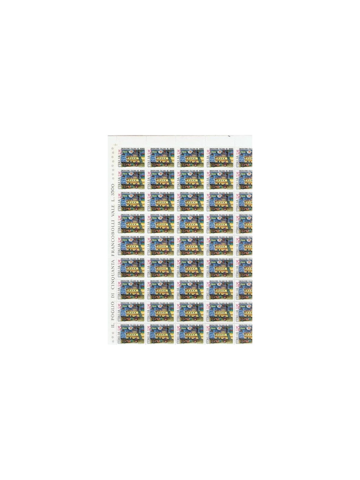 ITALY 1975 Italian emigrants in the world 1 full sheet MNH**