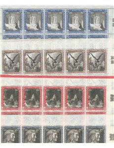 SAN MARINO 1965 Dante Alighieri 4 fogli interi MNH**