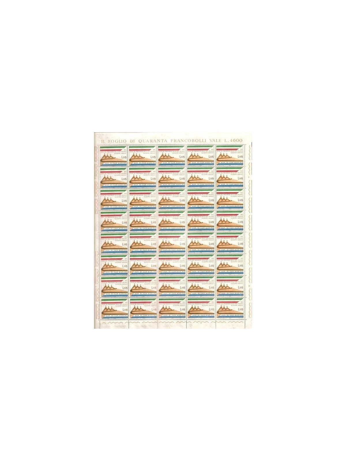 SAN MARINO 1965 President Saragat 1 full sheet MNH**