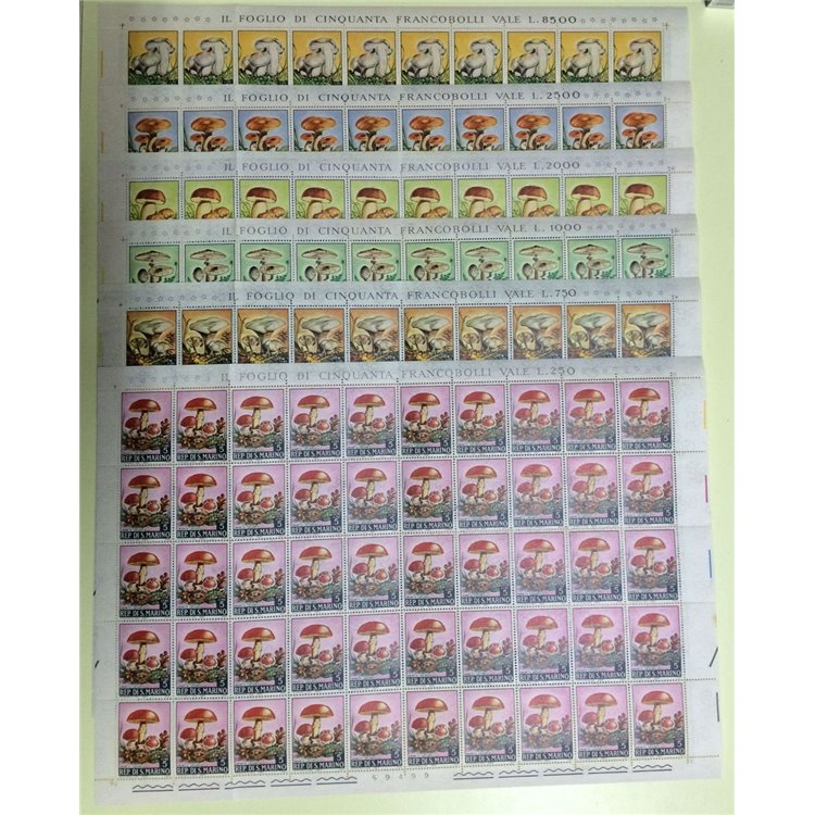 SAN MARINO 1967 Funghi 6 fogli interi MNH**