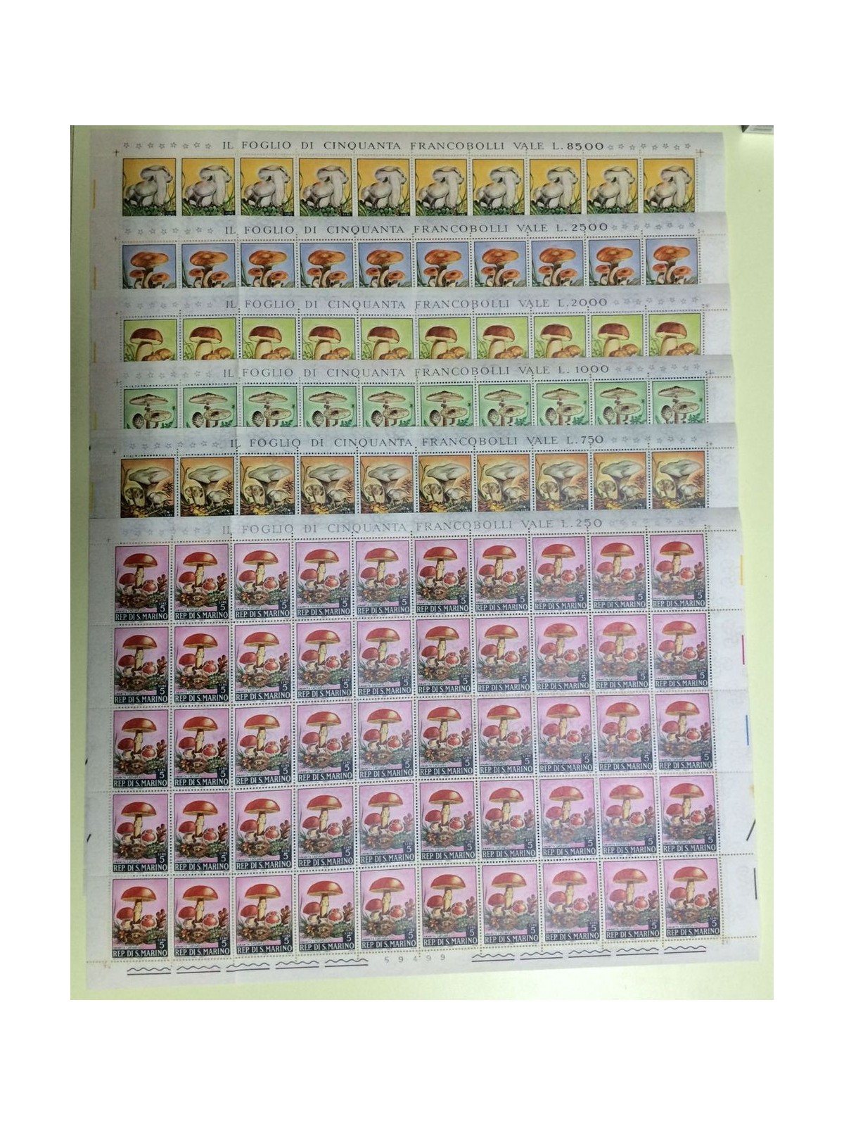 SAN MARINO 1967 Mushrooms 6 full sheets MNH**