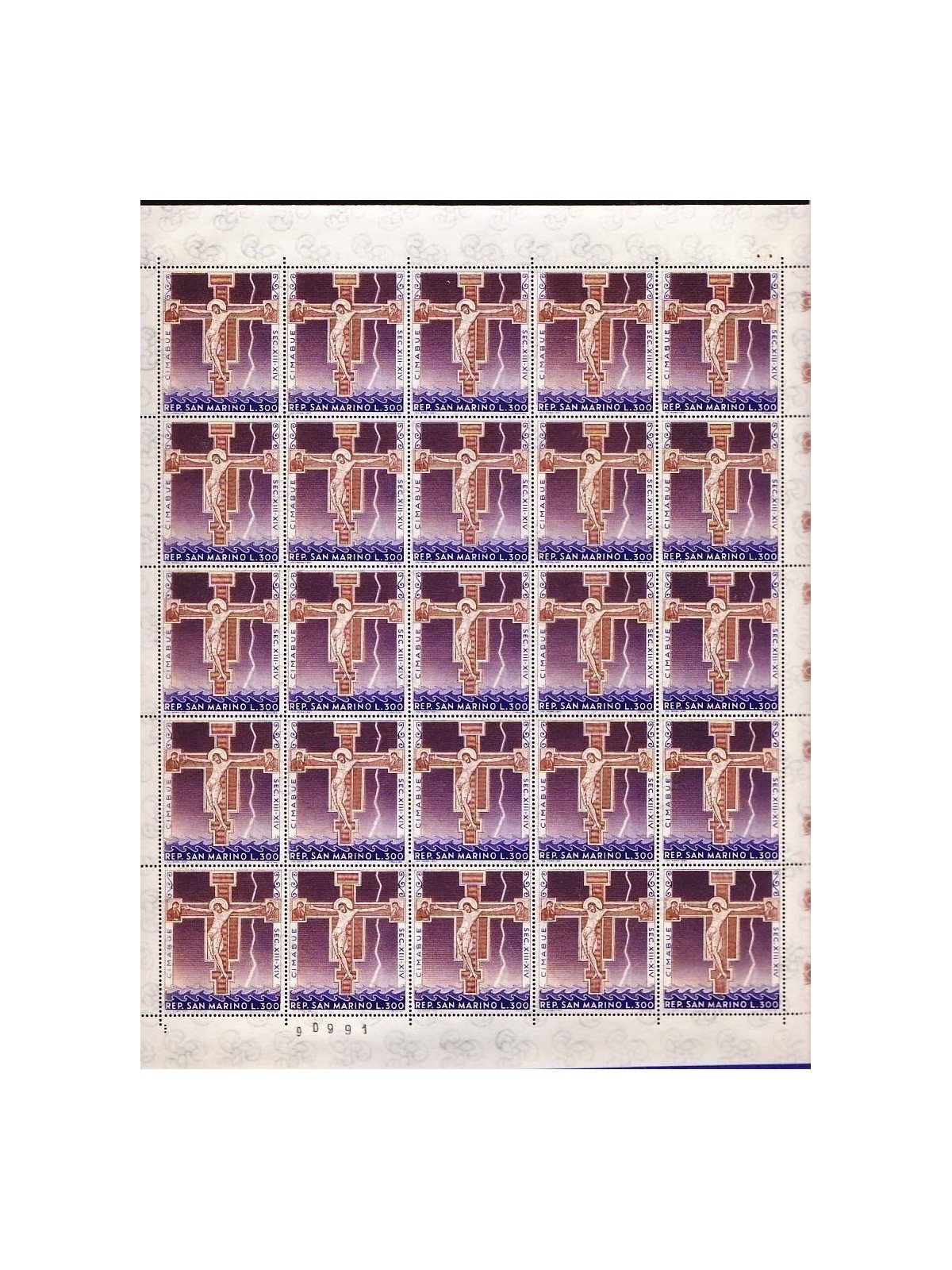 SAN MARINO 1967 The Crucifixion, Cimabue 1 full sheet MNH**