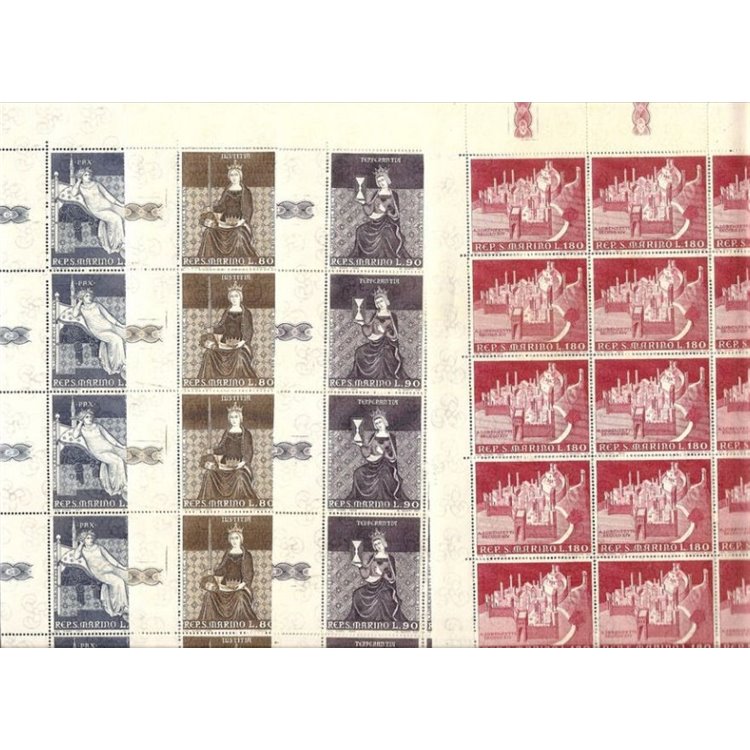 SAN MARINO 1969 Paintings by Lorenzetti 4 full sheets MNH**