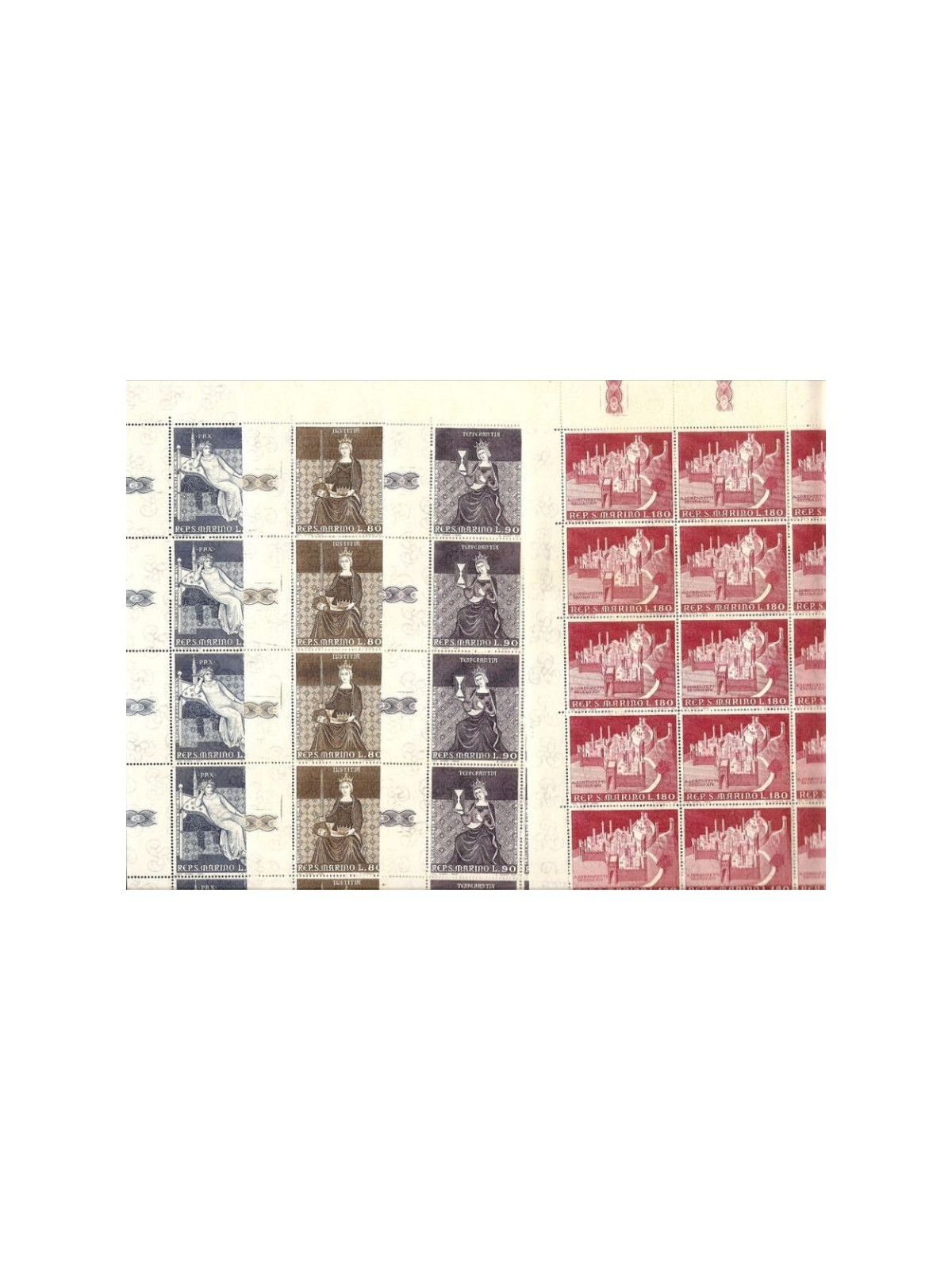 SAN MARINO 1969 Paintings by Lorenzetti 4 full sheets MNH**