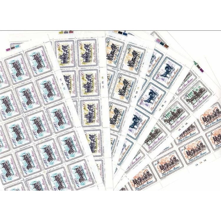 SAN MARINO 1969 19th Century Carriages 7 Full Sheets MNH**