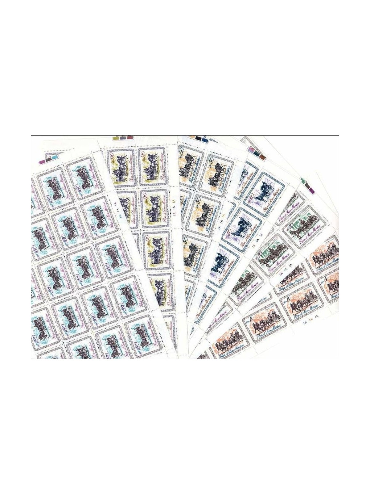 SAN MARINO 1969 19th Century Carriages 7 Full Sheets MNH**