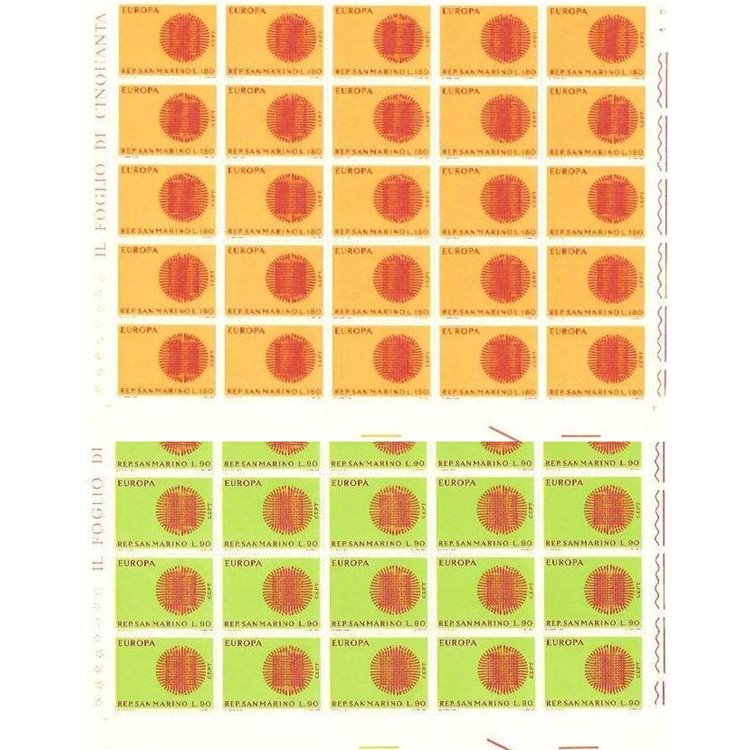 SAN MARINO 1970 Europe 2 full sheets MNH**