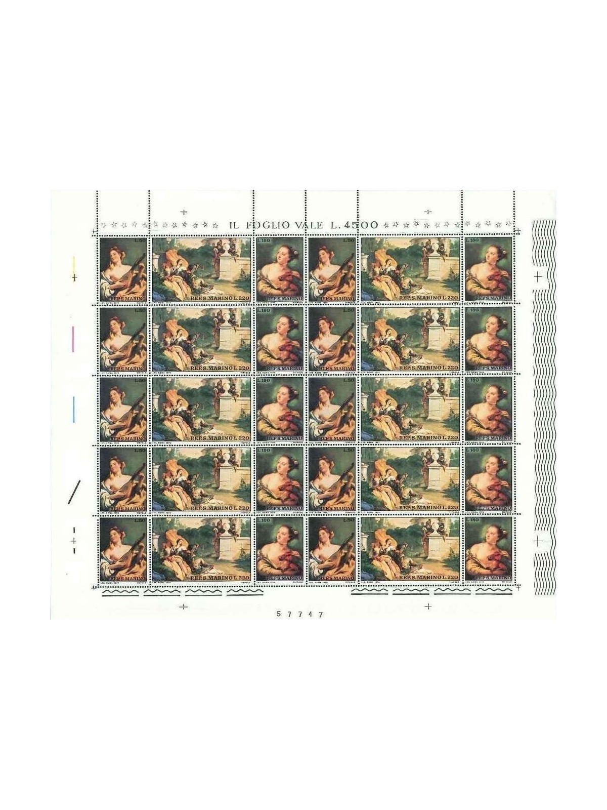 SAN MARINO 1970 Giambattista Tiepolo 1 full sheet MNH**