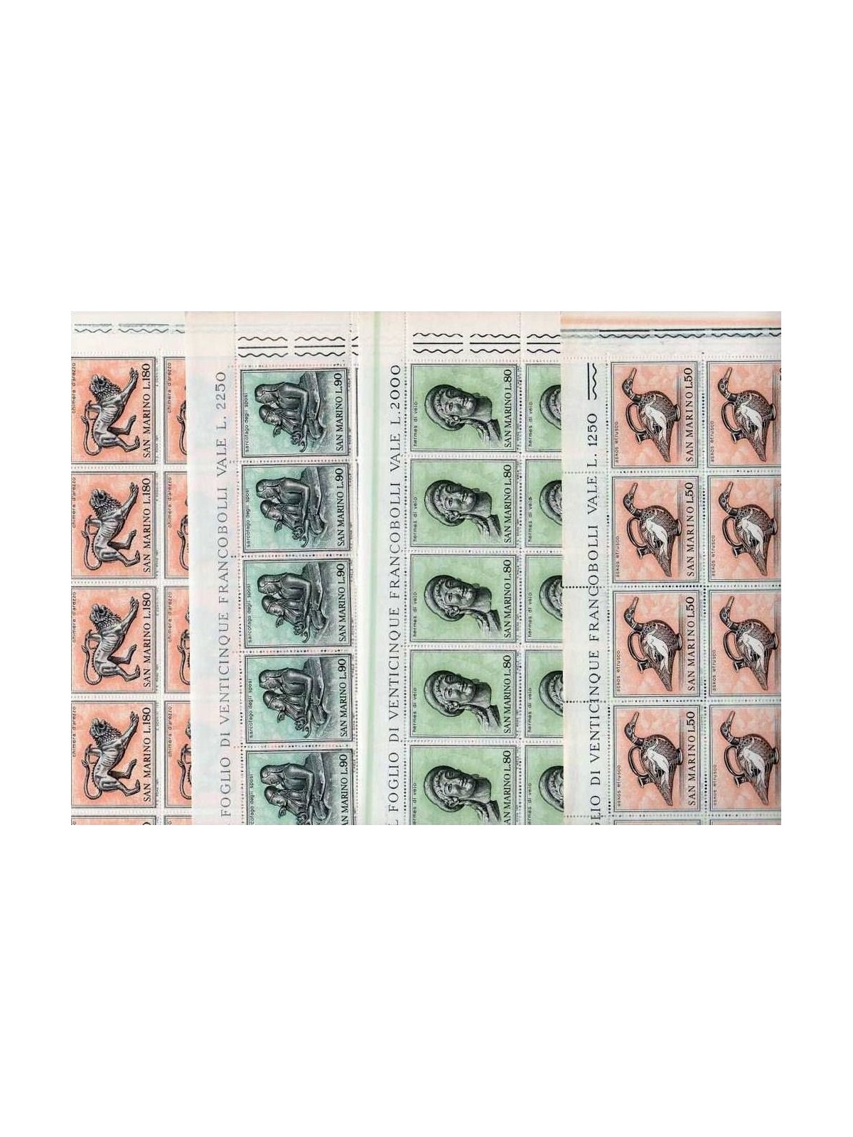 SAN MARINO 1971 Arte etrusca 4 fogli interi MNH**