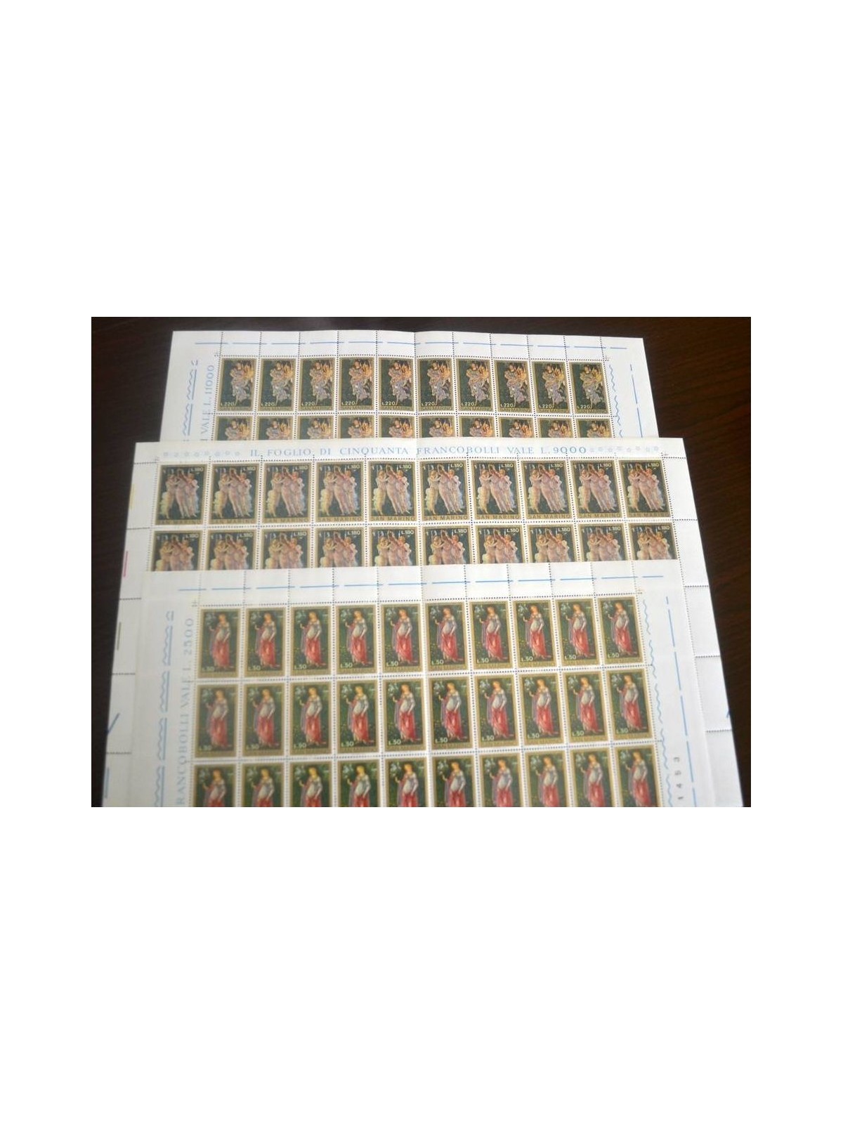 SAN MARINO 1972 Botticelli 3 full sheets MNH**