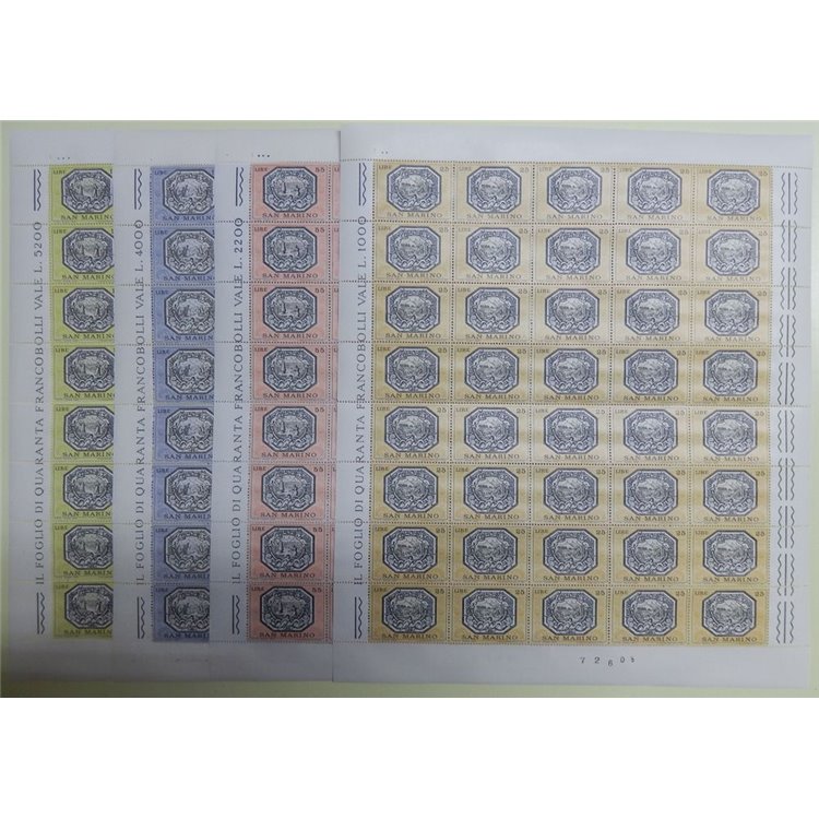 SAN MARINO 1972 Allegories of San Marino 4 full sheets MNH**