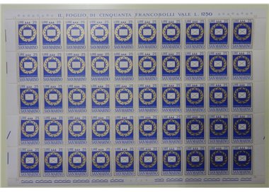 SAN MARINO 1972 Veterans of Philately 1 full sheet MNH**