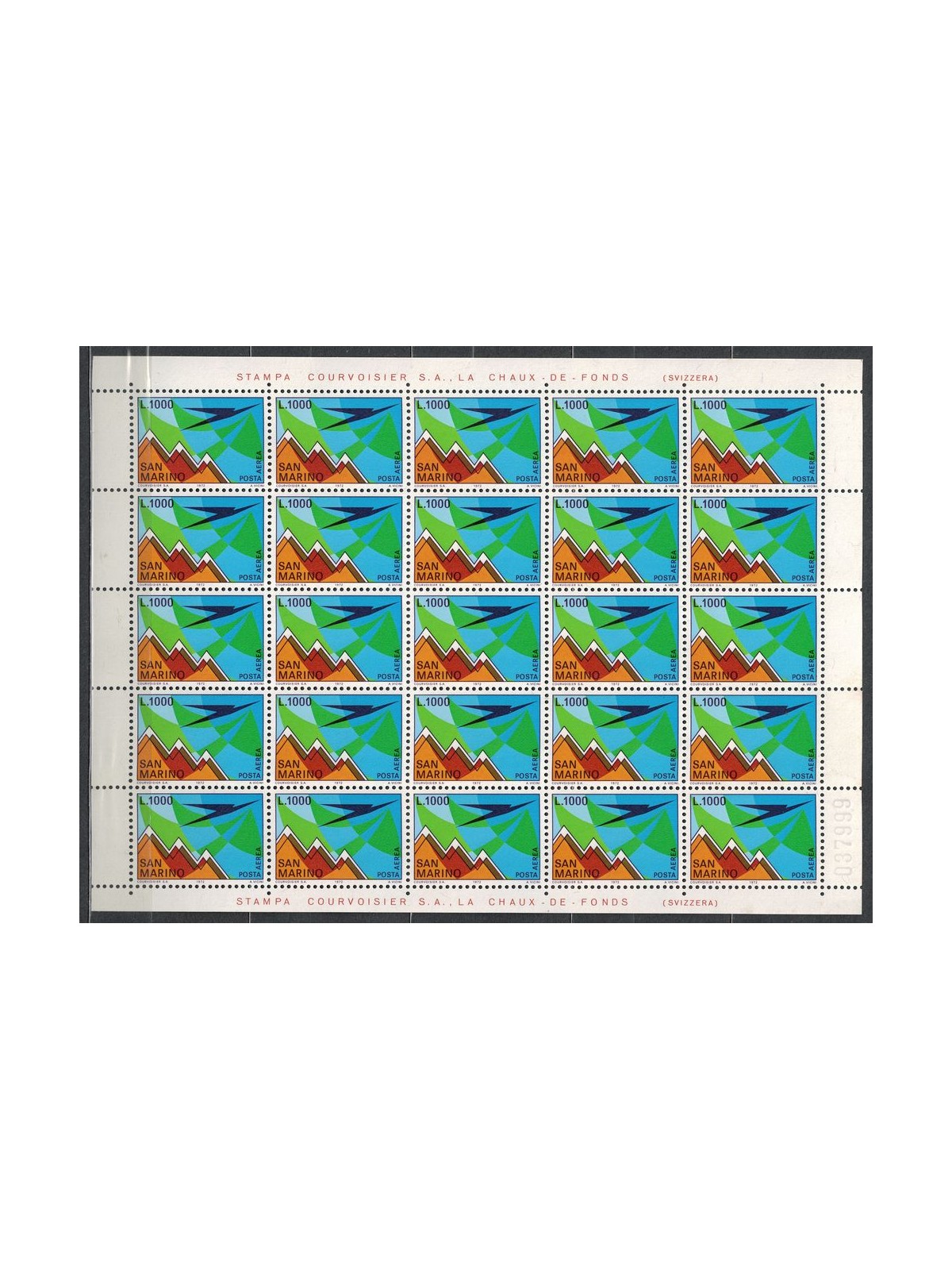 SAN MARINO 1972 Airmail 1 full sheet MNH**