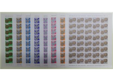 SAN MARINO 1972 Coins of San Marino 8 full sheets MNH**