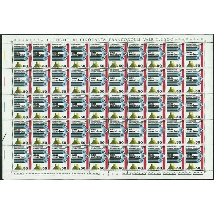 SAN MARINO 1973 Tourist Press Congress 1 full sheet MNH**