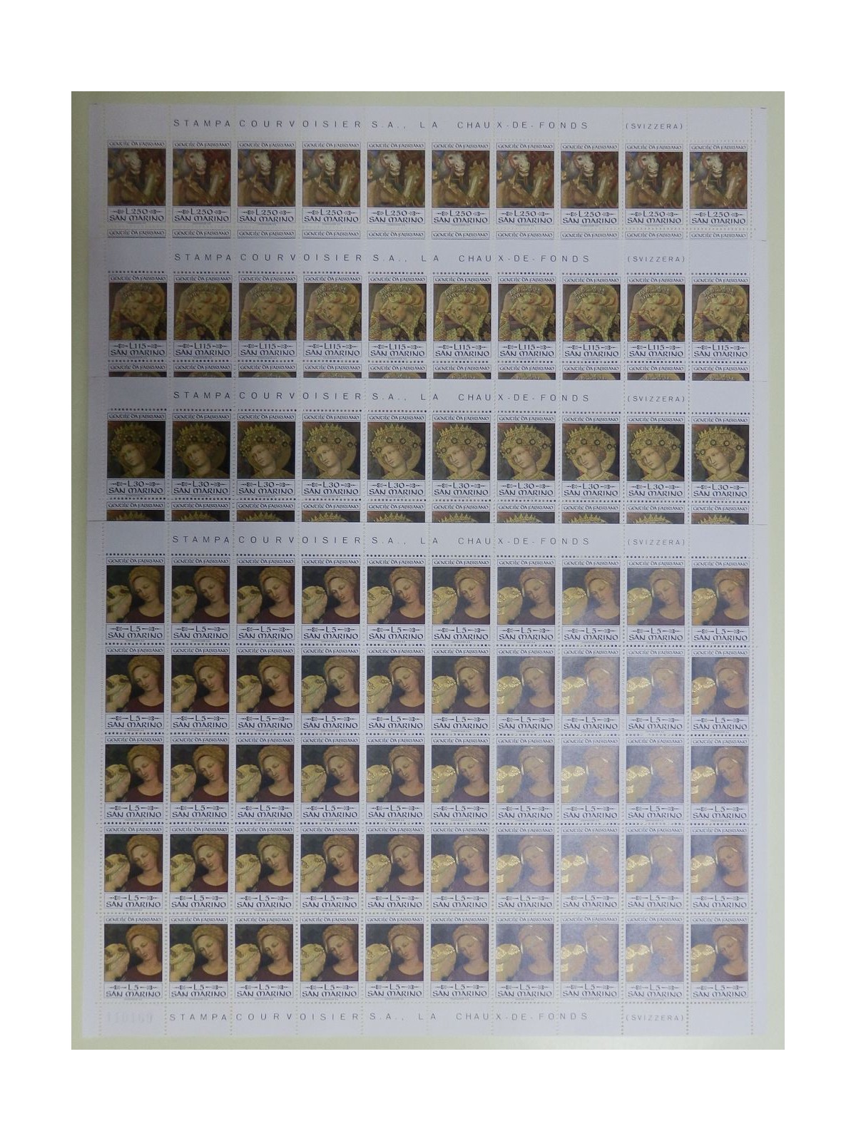 SAN MARINO 1973 Gentile da Fabriano 4 full sheets MNH**